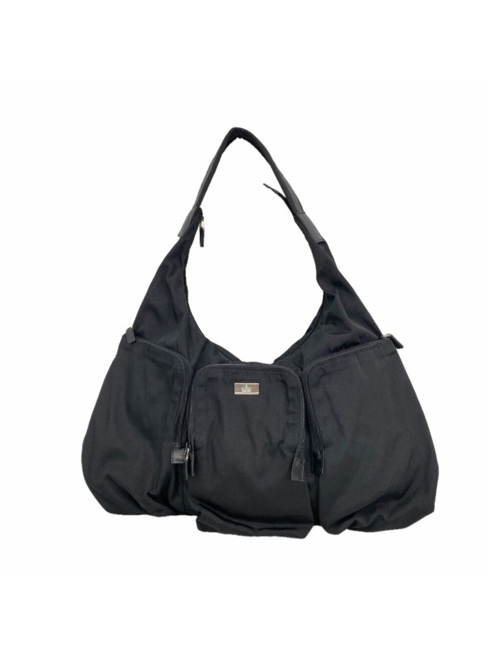 Gucci Shoulder Bag Nylon Black Silver